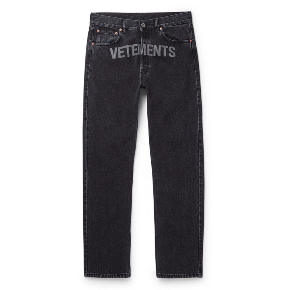 Vetements Logo print Black Straight Jeans